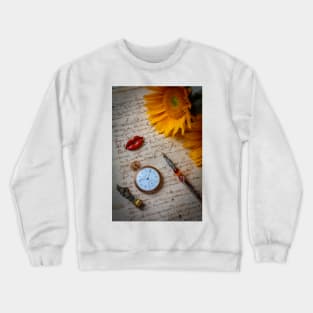 Sunflowers On Old Letter Crewneck Sweatshirt